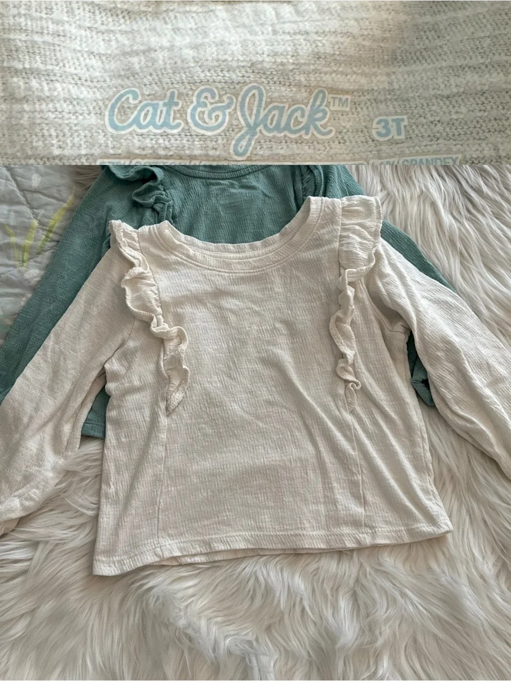 Girls 3T Denim Jacket & Long Sleeve T-Shirt Lot | OshKosh B'gosh and Cat & Jack